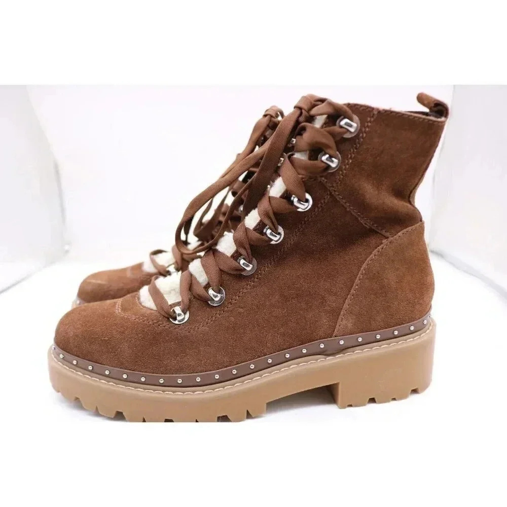 Steve Madden Rainer Lace Front Chunky Boots-Suede-Size 10 M - Picture 3 of 11